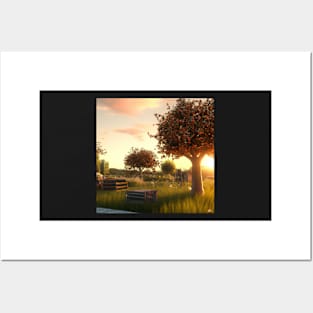 Countryside sunset Posters and Art